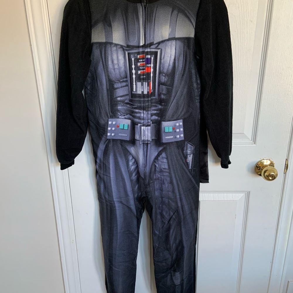 Disney, Black Graphic Star Wars Darth Vader Pajamas Jumpsuit, Size: 14Y